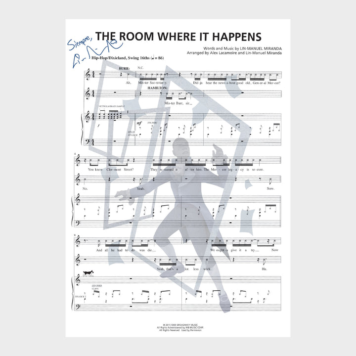 Hamilton "Room Where It Happens" 8"x10" Music Sheet