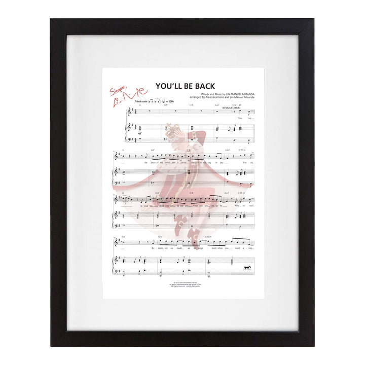 Hamilton "You'll Be Back" 8"x 10" Music Sheet