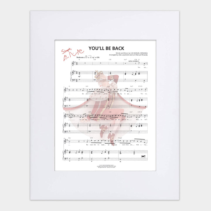 Hamilton "You'll Be Back" 8"x 10" Music Sheet