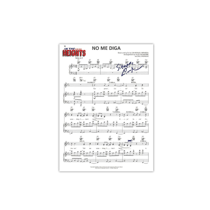 In the Heights "No Me Diga" 8"x10" Music Sheet