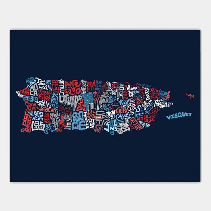 Puerto Rico Town Map 8"x10" Art Print