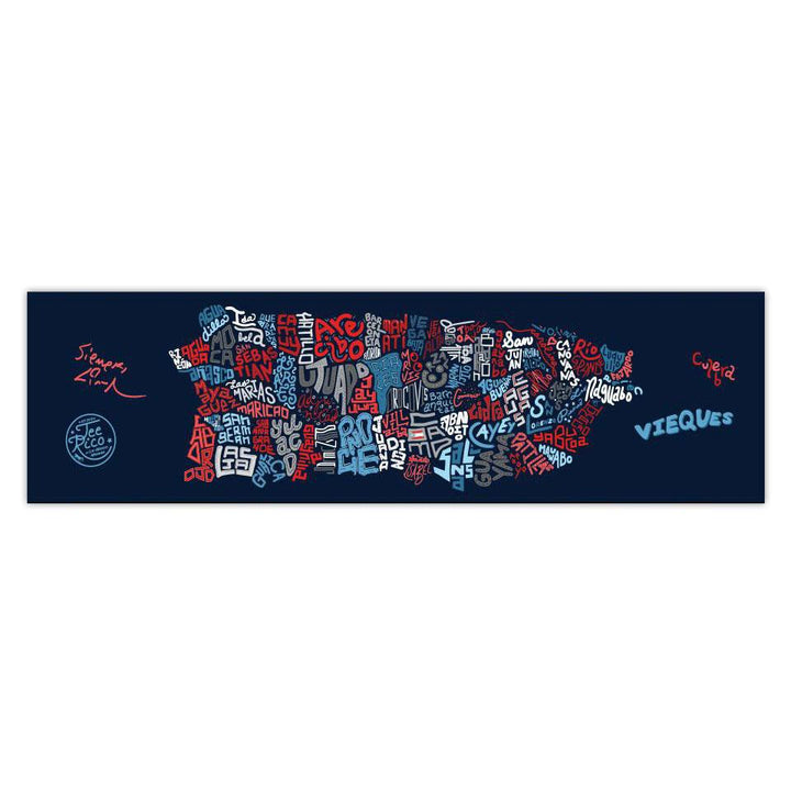 Puerto Rico Town Map  11"x3" Vinyl Bumper Sticker