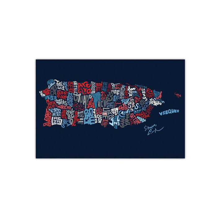 Puerto Rico Town Map 2"x3" Vinyl Stickers (2)
