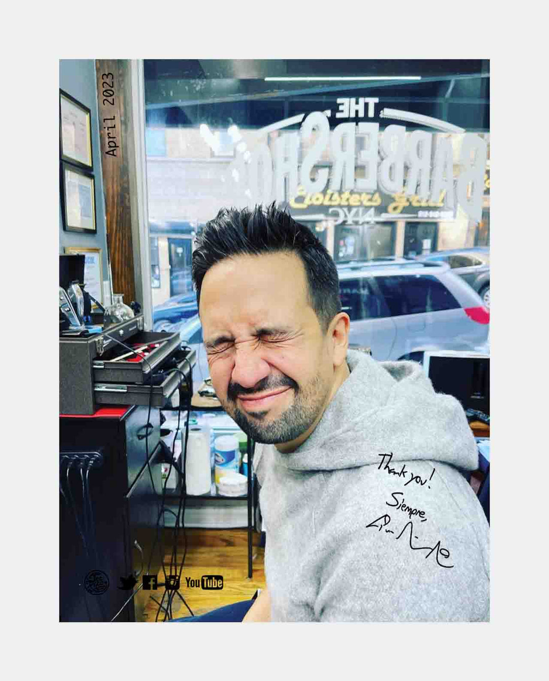 Lin-Manuel April '23 3X4 Thank You Card - Haircut
