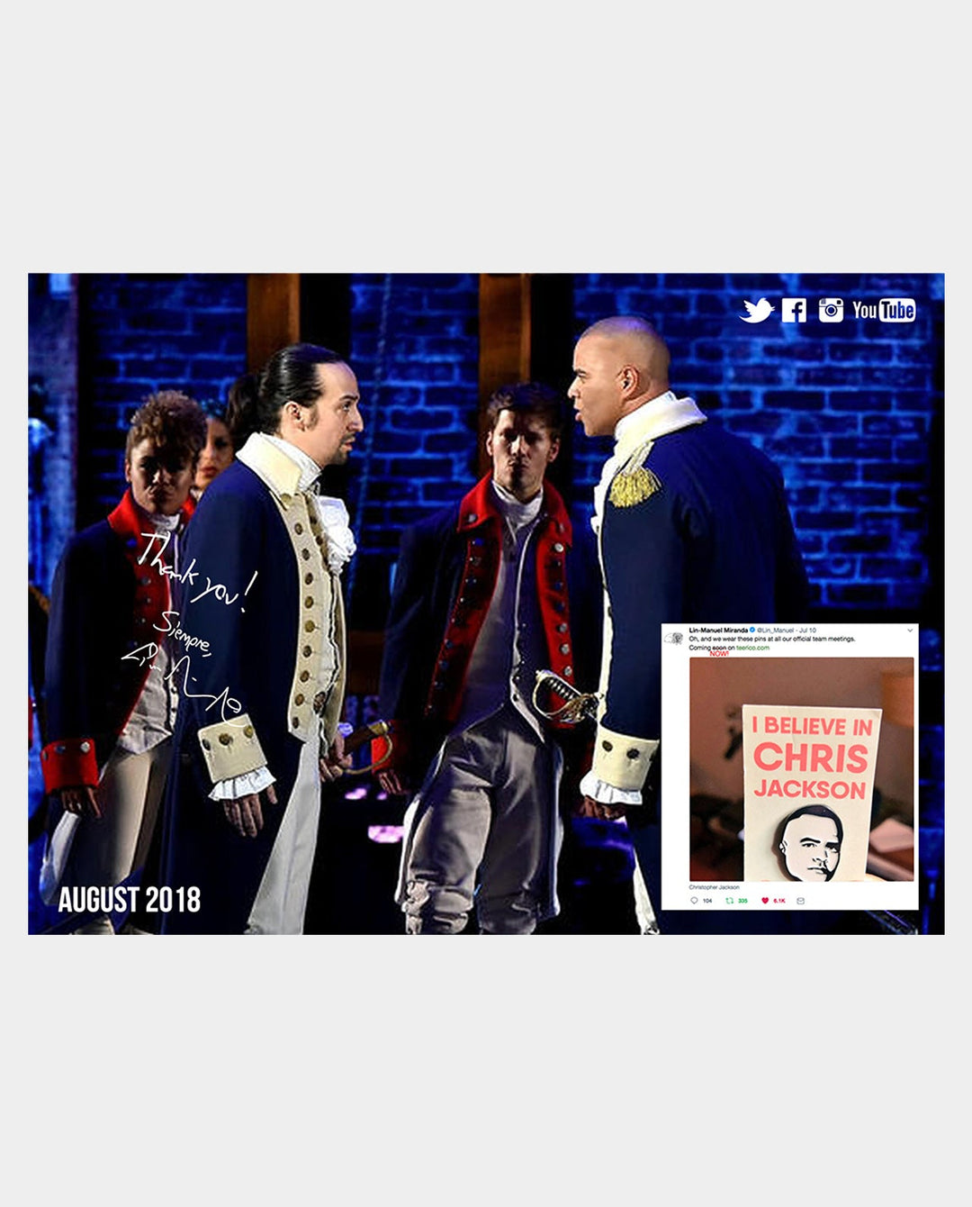 Lin-Manuel August '18 5X7 Thank You Card - Chris Jackson
