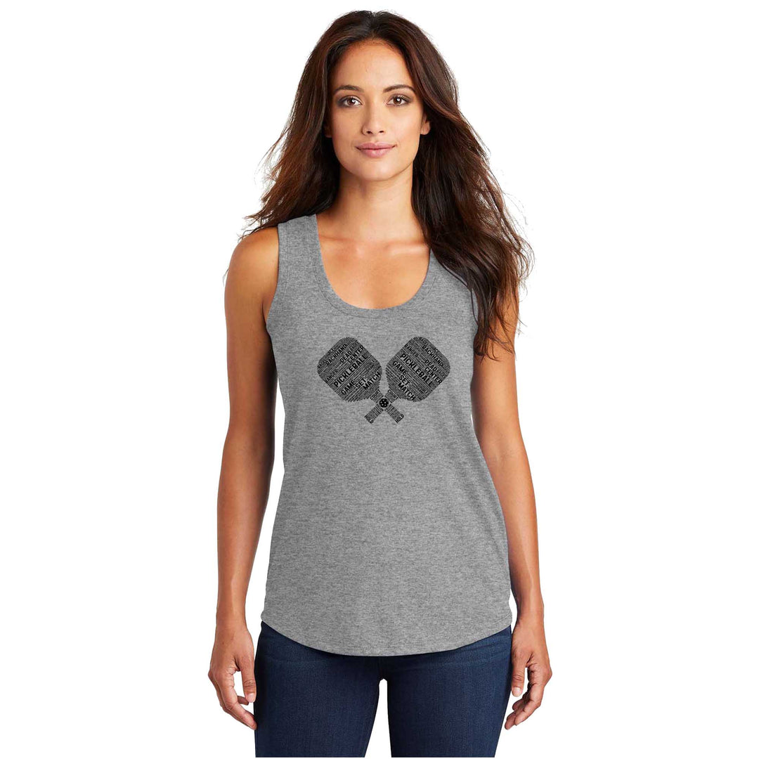 Pickleball Wordfill Ladies Tri-Blend Racerback Tank