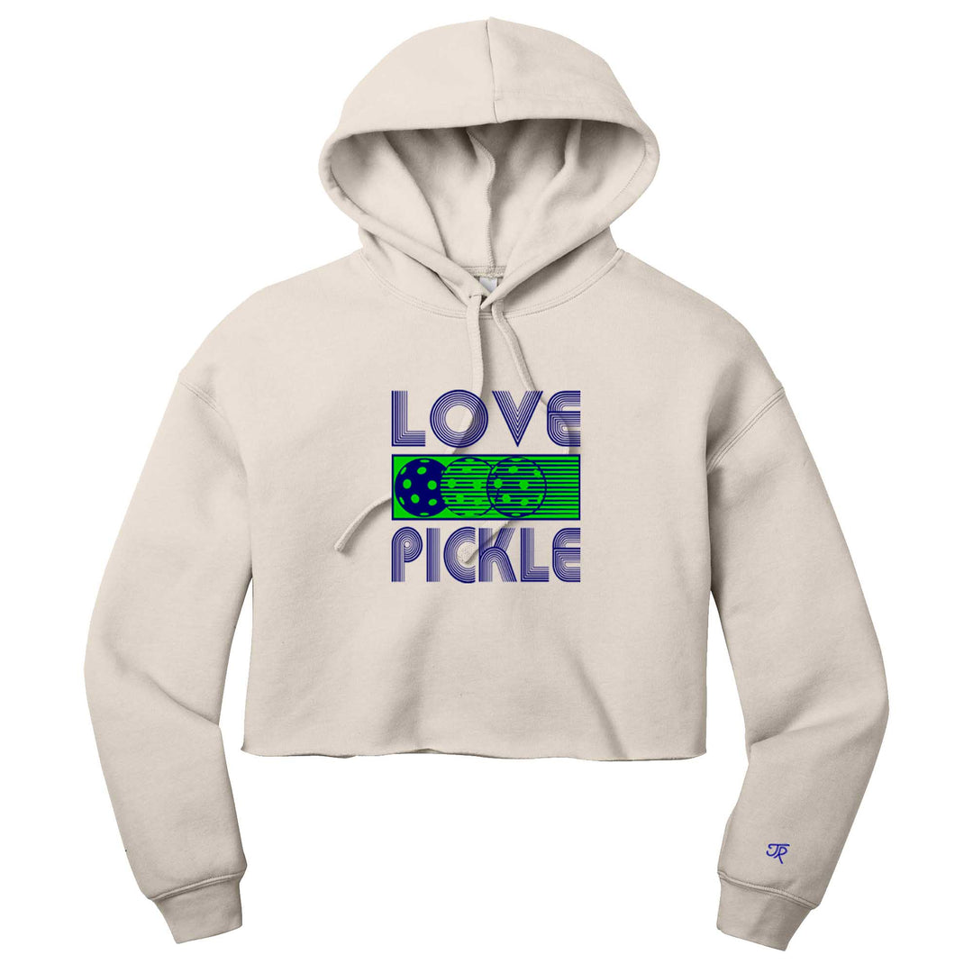 Love Pickleball Ladies Cropped Pullover Hoodie