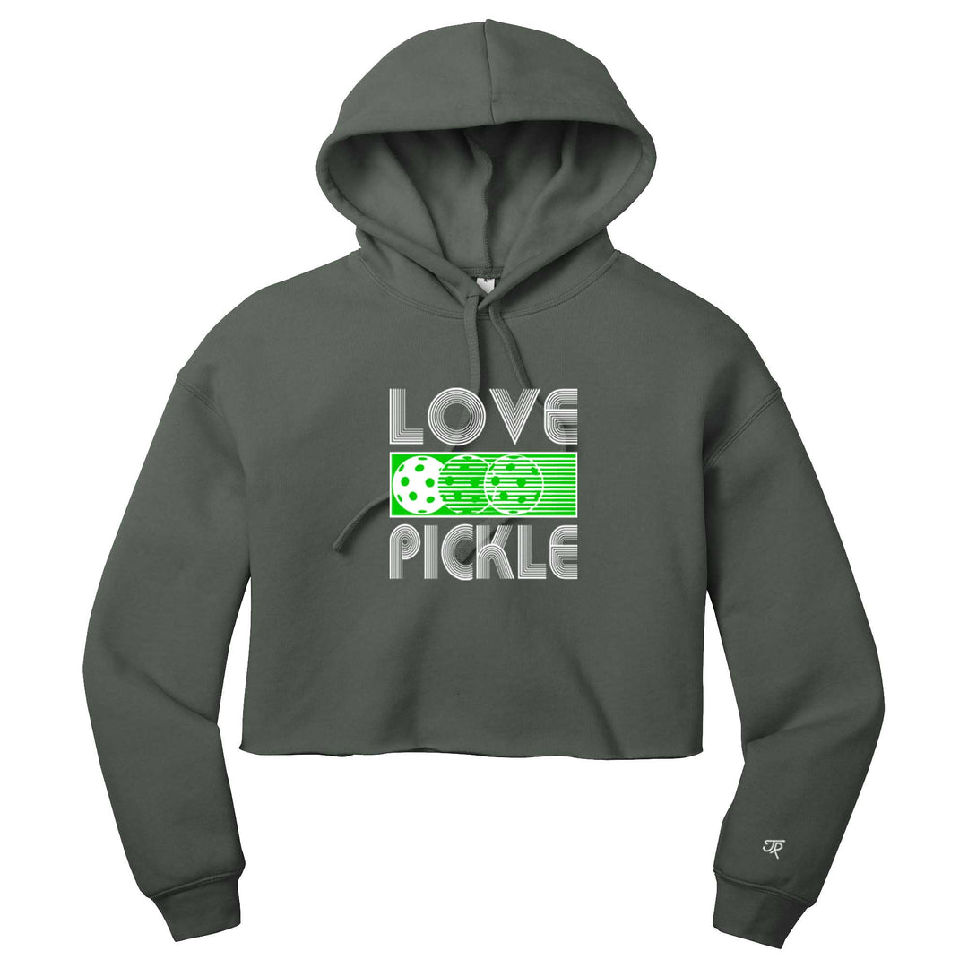 Love Pickleball Ladies Cropped Pullover Hoodie