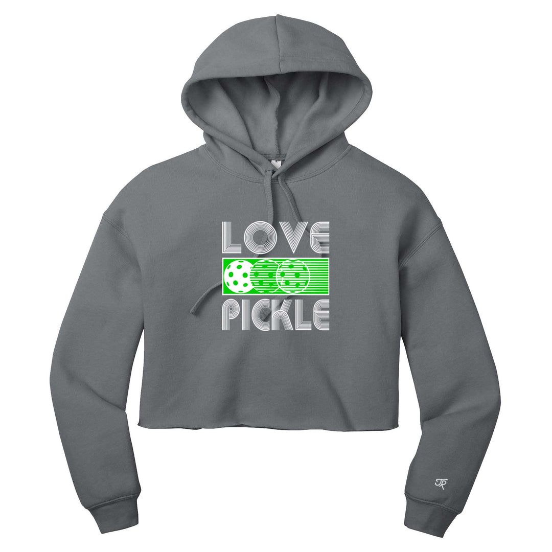 Love Pickleball Ladies Cropped Pullover Hoodie