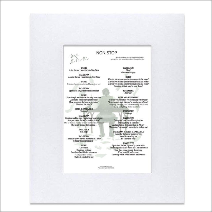 Hamilton "Nonstop" 8"x10" Music Sheet