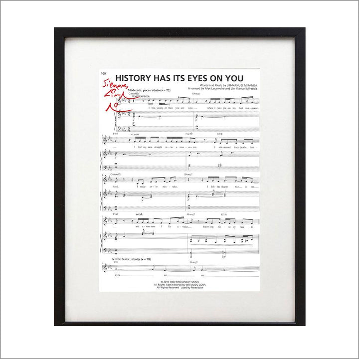 Hamilton "History Has Its Eyes On You" 8"x10" Music Sheet
