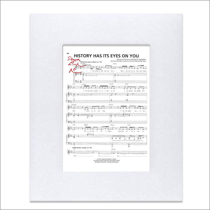 Hamilton "History Has Its Eyes On You" 8"x10" Music Sheet