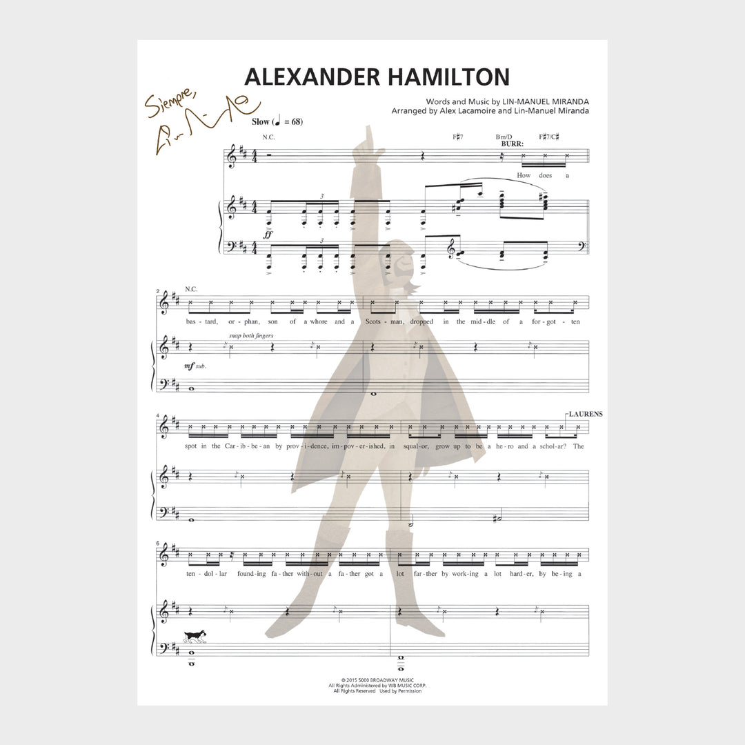 Hamilton "Alexander Hamilton" 8"x10" Music Sheet