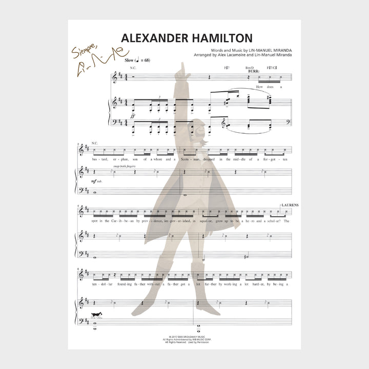 Hamilton "Alexander Hamilton" 8"x10" Music Sheet