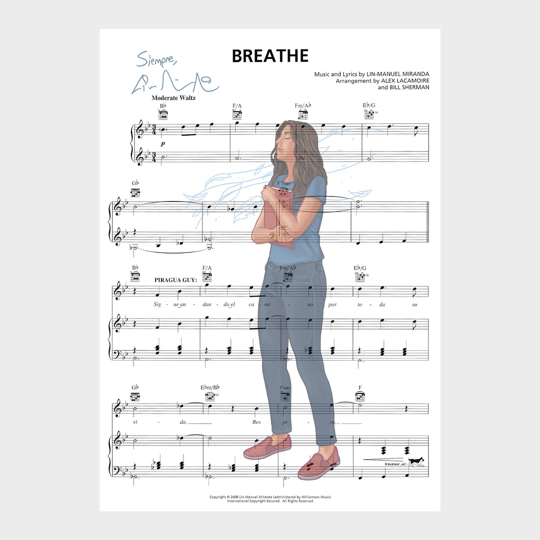 In the Heights "Just Breathe" 8"x10" Music Sheet