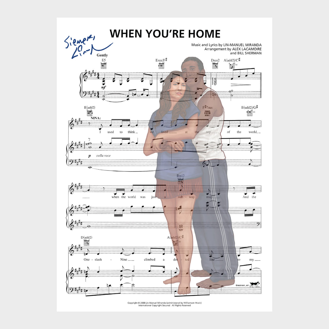 In the Heights "When You're Home" 8"x10" Music Sheet