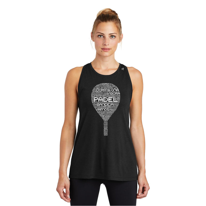 Padel Wordfill Ladies Moisture Wicking Racerback Tank