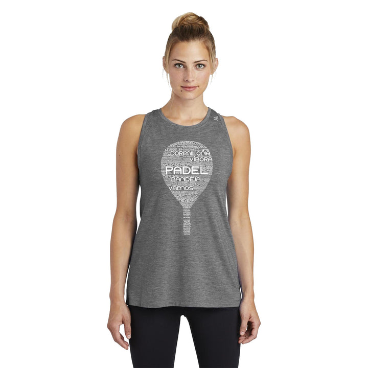 Padel Wordfill Ladies Moisture Wicking Racerback Tank