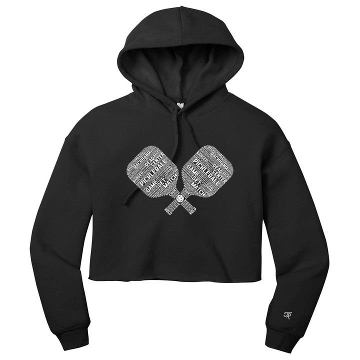Pickleball Wordfill Ladies Cropped Pullover Hoodie