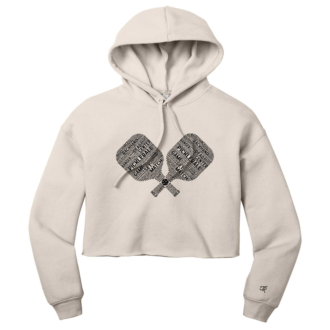 Pickleball Wordfill Ladies Cropped Pullover Hoodie