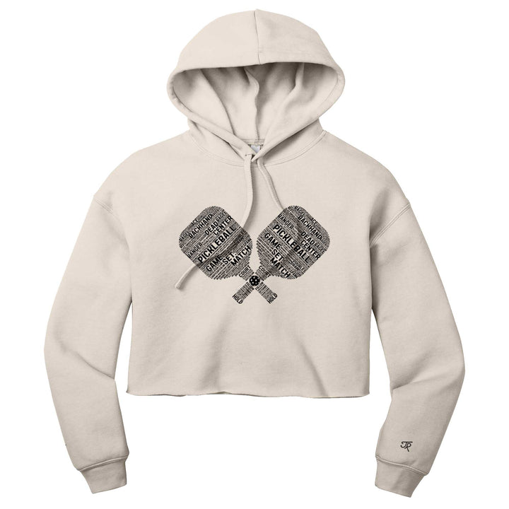 Pickleball Wordfill Ladies Cropped Pullover Hoodie