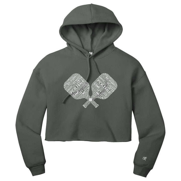 Pickleball Wordfill Ladies Cropped Pullover Hoodie