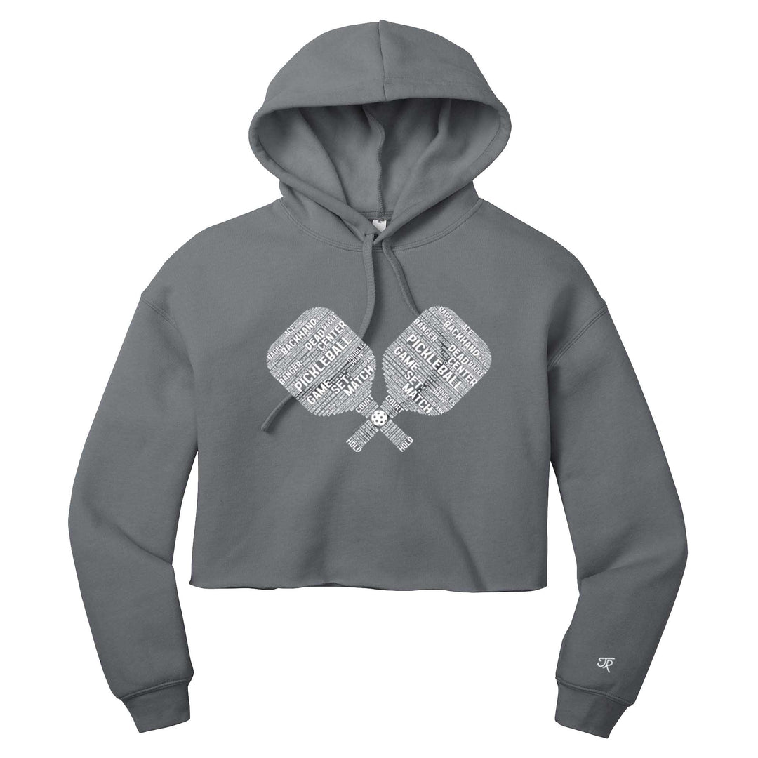 Pickleball Wordfill Ladies Cropped Pullover Hoodie