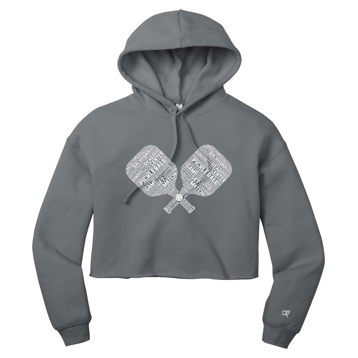 Pickleball Wordfill Ladies Cropped Pullover Hoodie