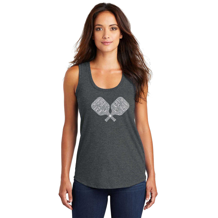 Pickleball Wordfill Ladies Tri-Blend Racerback Tank