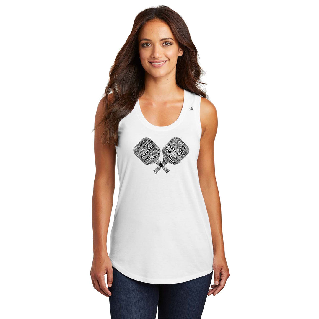 Pickleball Wordfill Ladies Tri-Blend Racerback Tank
