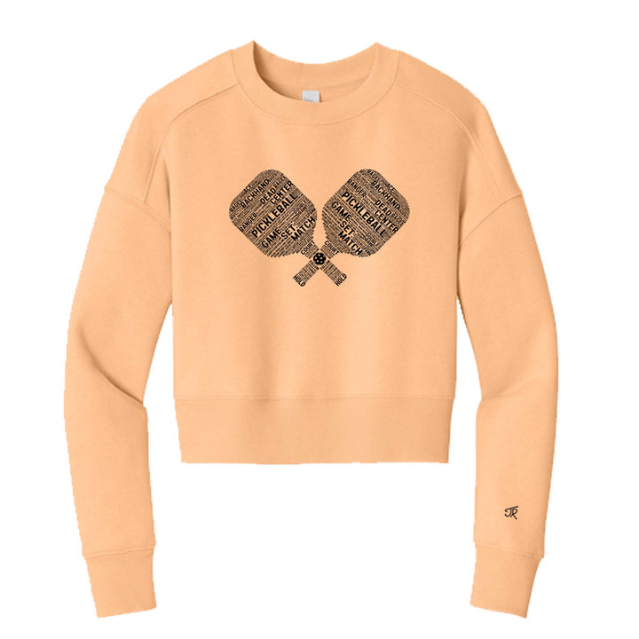 Pickleball Wordfill Ladies Cropped Sweatshirt