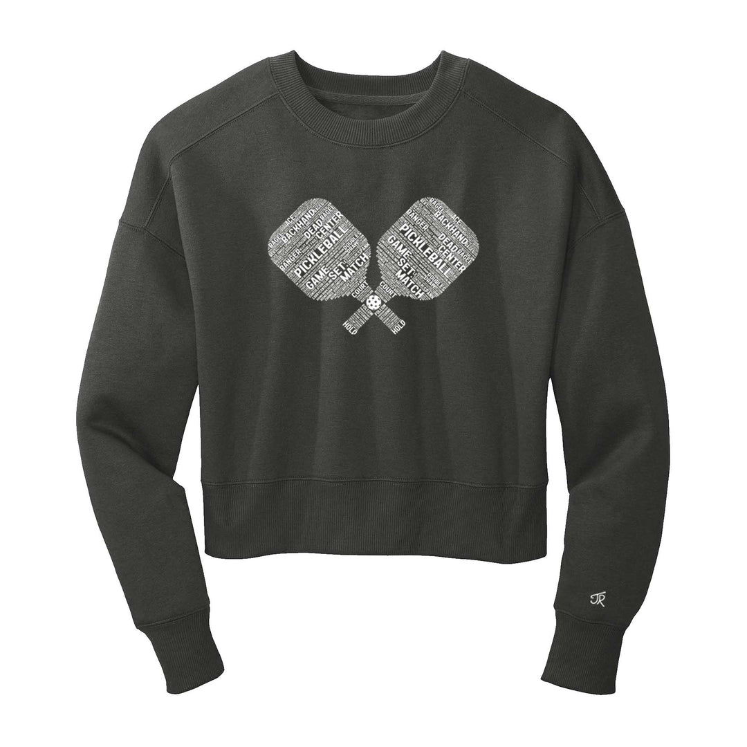 Pickleball Wordfill Ladies Cropped Sweatshirt