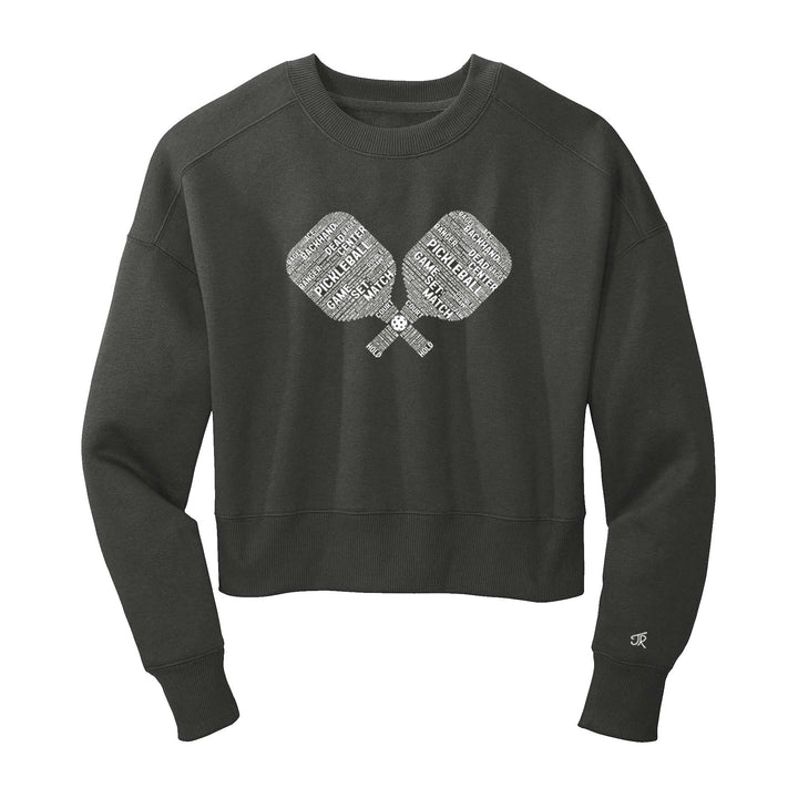 Pickleball Wordfill Ladies Cropped Sweatshirt