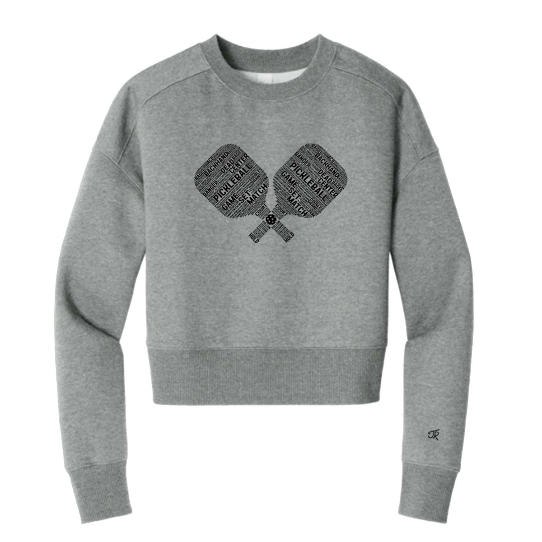 Pickleball Wordfill Ladies Cropped Sweatshirt