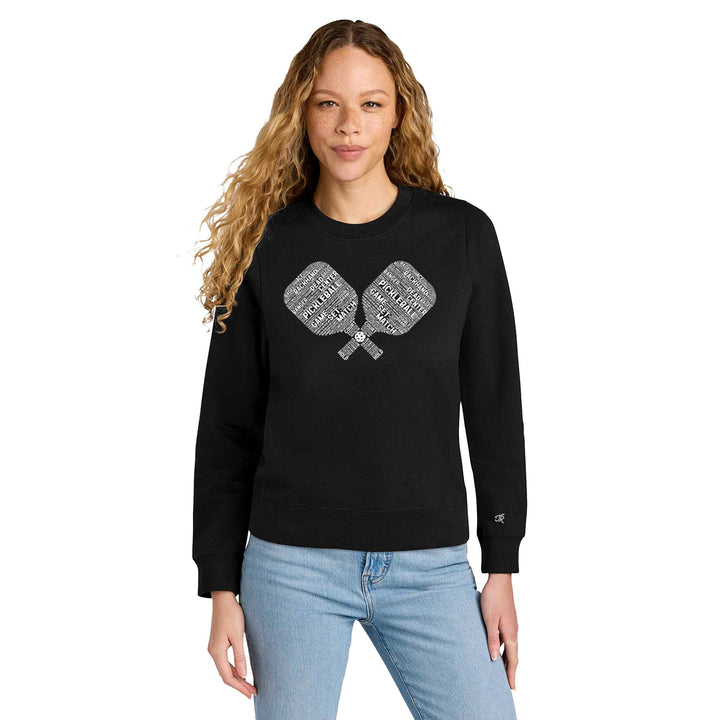 Pickleball Wordfill Ladies Crewneck Sweatshirts