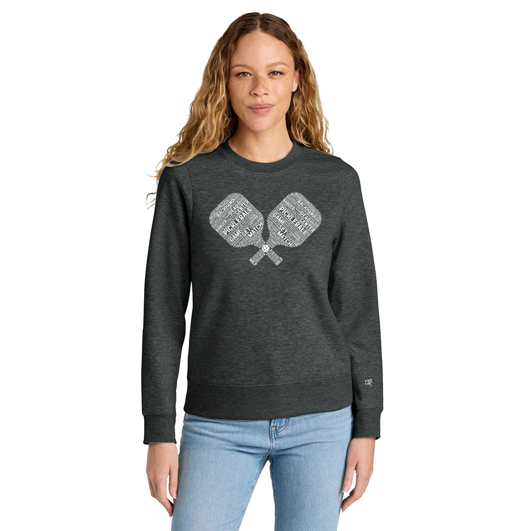 Pickleball Wordfill Ladies Crewneck Sweatshirts