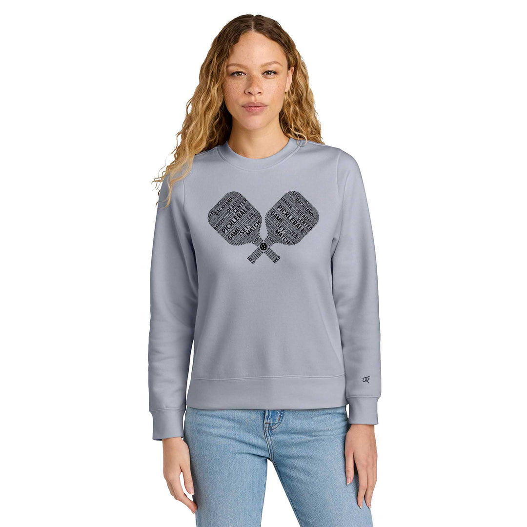Pickleball Wordfill Ladies Crewneck Sweatshirts