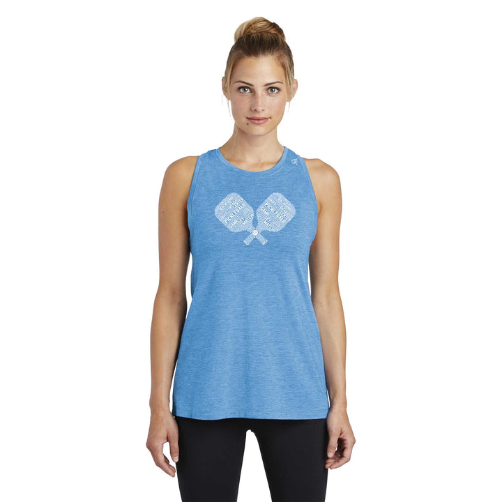 Pickleball Wordfill Ladies Moisture Wicking Racerback Tank