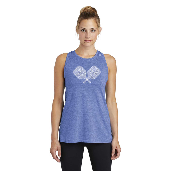 Pickleball Wordfill Ladies Moisture Wicking Racerback Tank