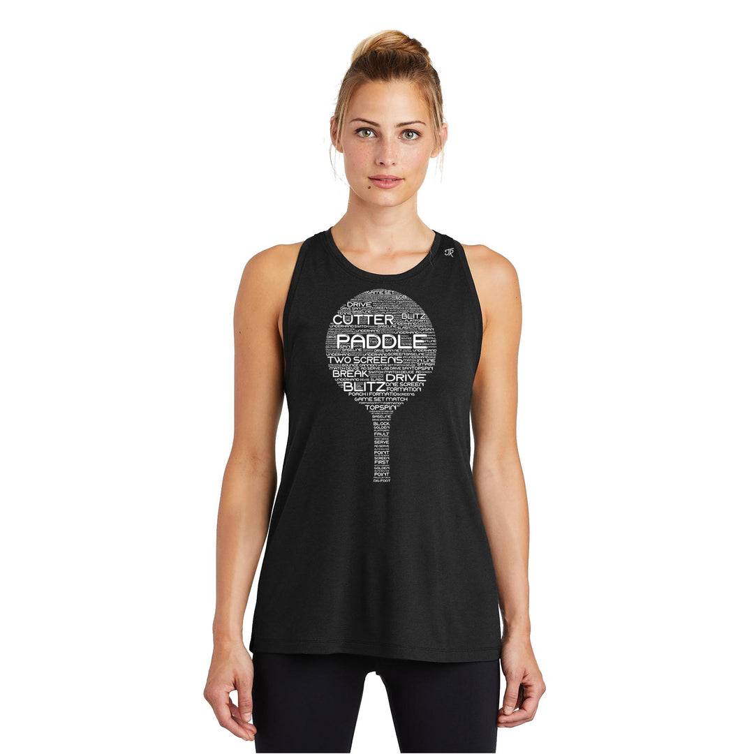 Platform Wordfill Ladies Moisture Wicking Racerback Tank