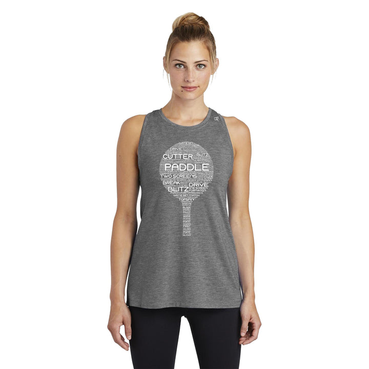 Platform Wordfill Ladies Moisture Wicking Racerback Tank