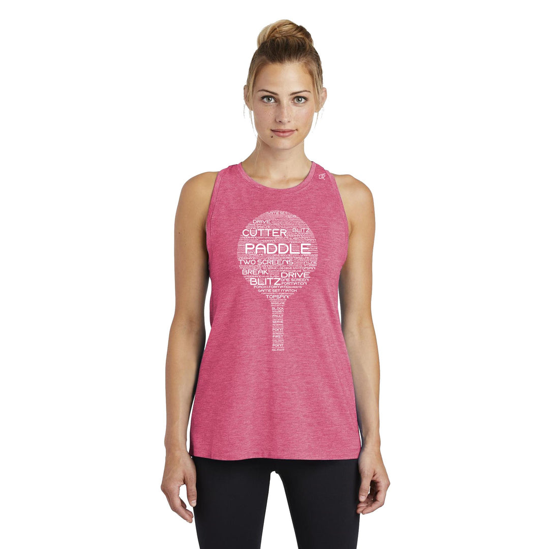 Platform Wordfill Ladies Moisture Wicking Racerback Tank