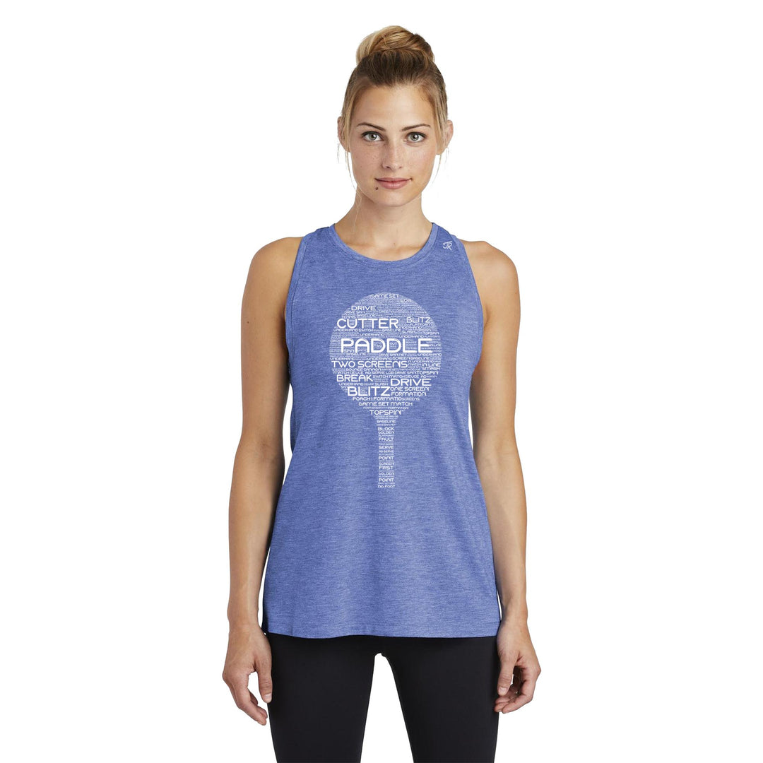 Platform Wordfill Ladies Moisture Wicking Racerback Tank