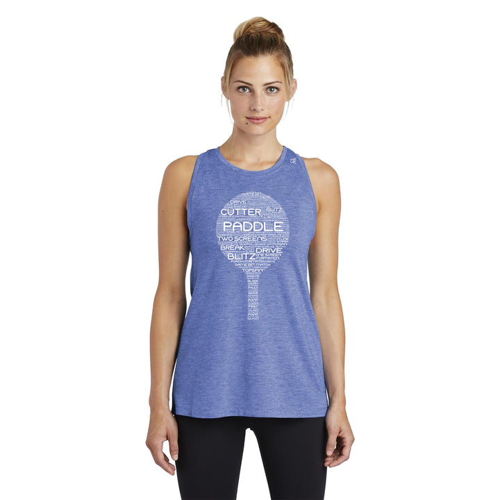 Platform Wordfill Ladies Moisture Wicking Racerback Tank