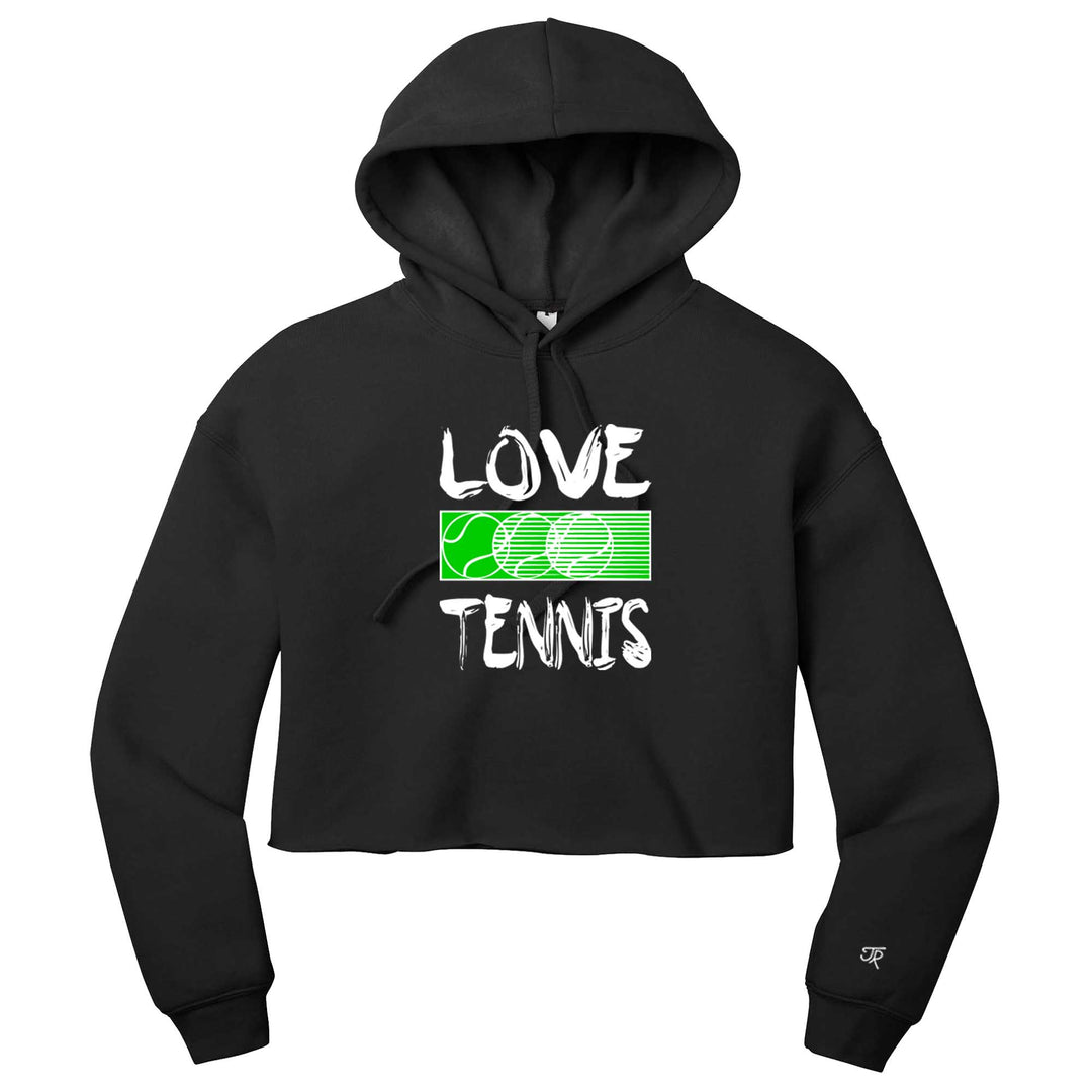 Love Tennis Ladies Cropped Pullover Hoodie