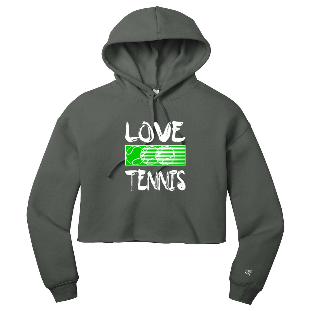 Love Tennis Ladies Cropped Pullover Hoodie