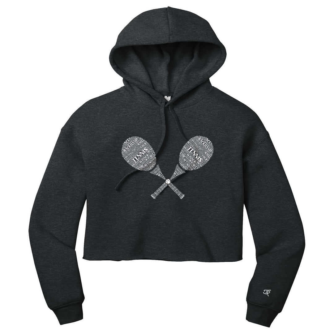 Tennis Wordfill Ladies Cropped Pullover Hoodie