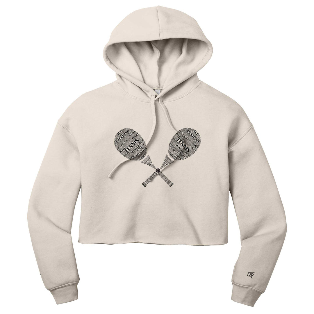 Tennis Wordfill Ladies Cropped Pullover Hoodie