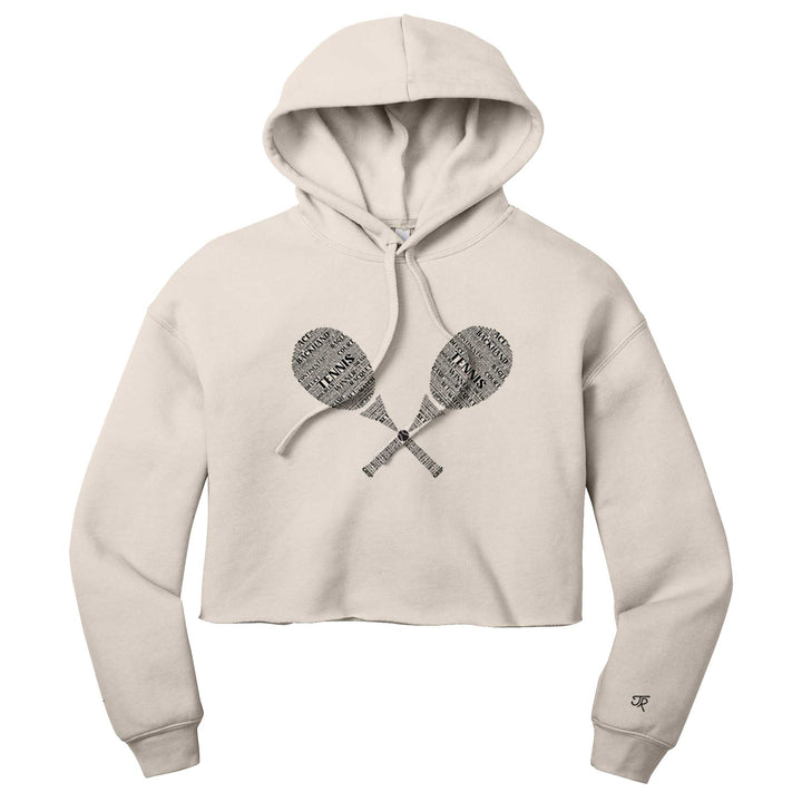 Tennis Wordfill Ladies Cropped Pullover Hoodie