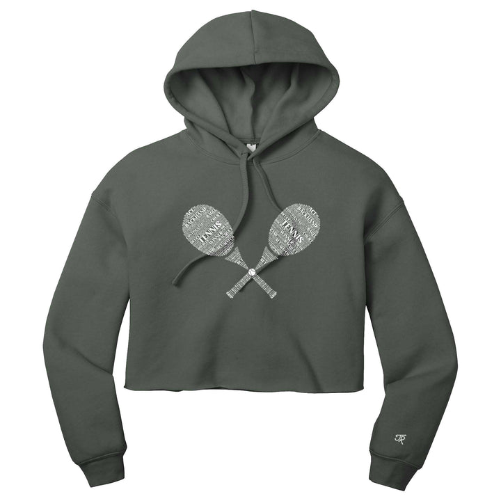 Tennis Wordfill Ladies Cropped Pullover Hoodie